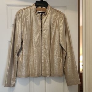 Brandon Thomas Shimmering Gold Leather Jacket